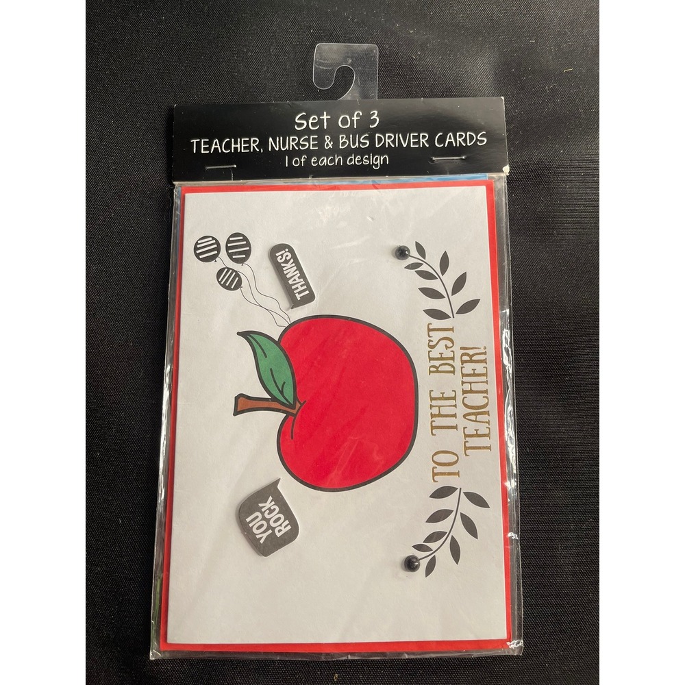 Graphique de France Set of 3 Teacher Nurse and Bus Driver Thank You Card HMD3002